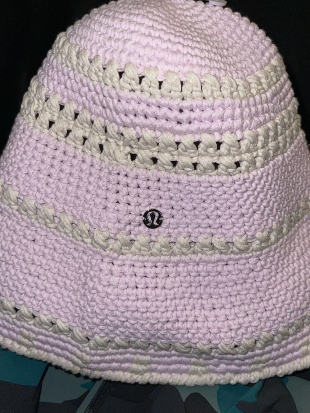 Lululemon Cotton Crochet Bucket Hat in Pink Organza/Light Ivory Size M/L - Picture 4 of 13